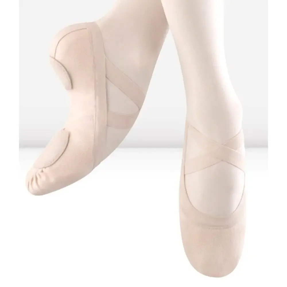 NIB BLOCH Stretch Canvas Ballet Shoes Cross Elastics Split Sole Size 7B